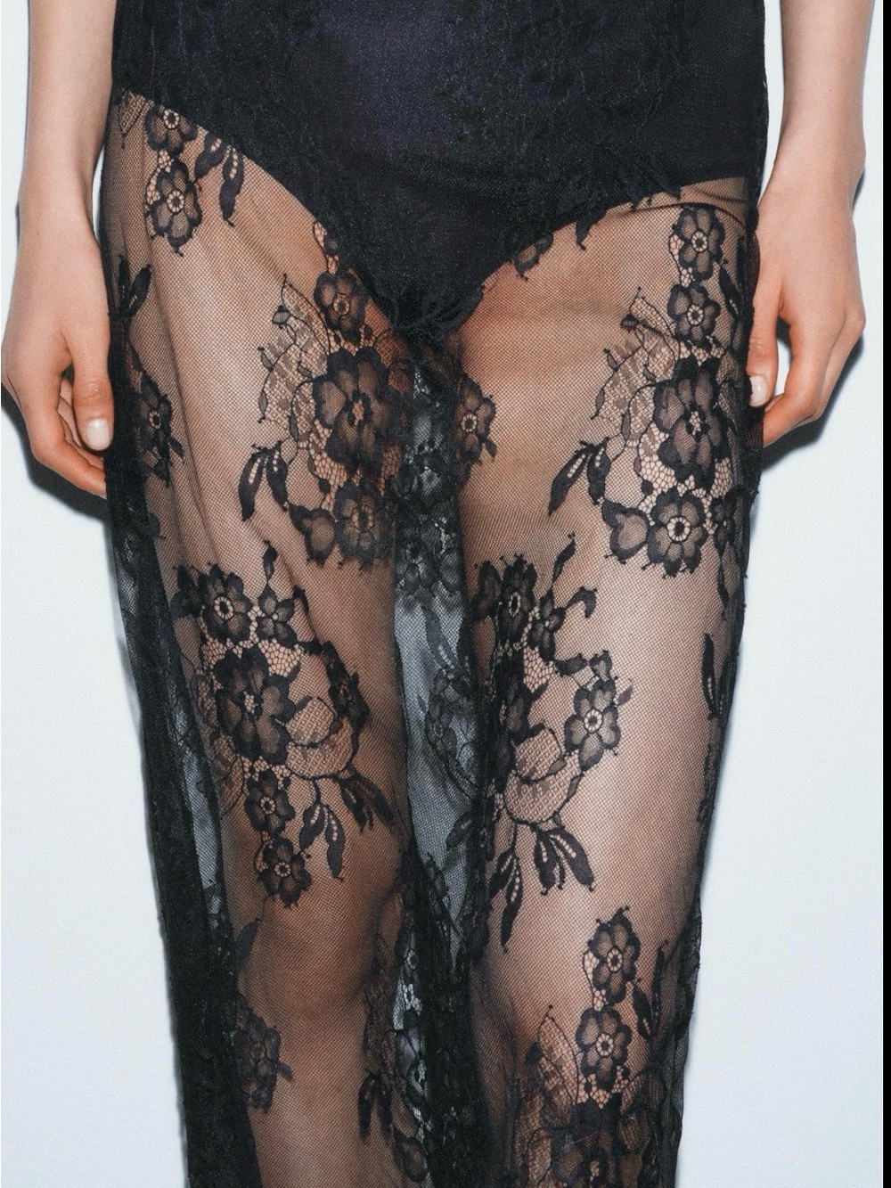 Zara Black Floral Lace Maxi Skirt